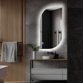 Specchio LED Semiovale 1 | Pulsanti touch | Funzione anti-appannamento | Luce bianca fredda - Reyze Serie Ambient Modello 1